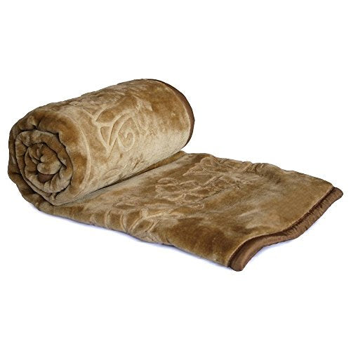 Comfort Planet Double Bed Mink Blanket King Size Heavy Winter Mink Soft Ac Room Fleece All Weather Warm Kambal (Camel Gold, Double Bed - 90X90 Inch) - 500 Tc