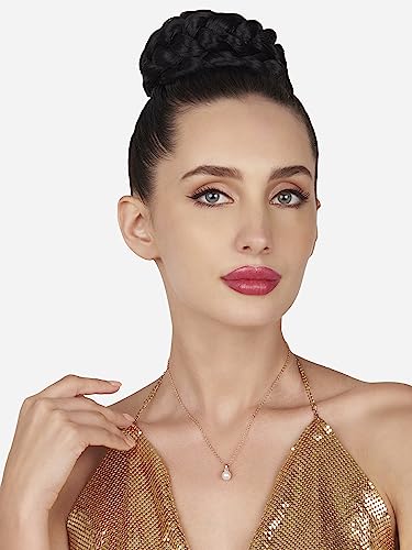 ZAVERI PEARLS Rose Gold Cubic Zirconia Pearl Pendant With Chain Brass Necklace For Women -ZPFK16193