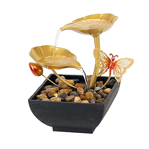 ATORSE® 2 Tiers Tabletop Fountain Tabletop Waterfall Cascading for Office Decoration Butterfly