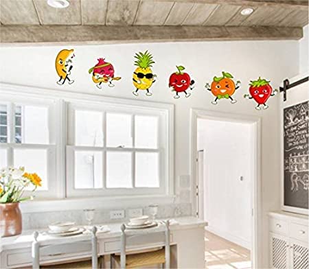 HS Decor ' Fruits Cartoon ' Extra Large Size Wall Sticker (Wall Coverage Area - Height 30 cms X Width 120 cms)(Pack of 1)