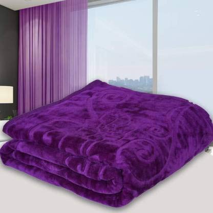 MIRAVU Purple Double Bed Blanket King Size Heavy Winter Mink Soft AC Room Fleece All Weather Warm kambal Panipat Made in India(85x100) (Purple, Double)