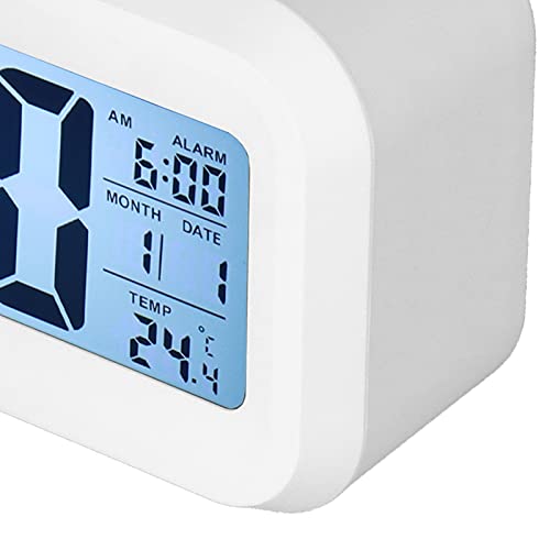 Office Desk Decor, LCD Screen Display ABS High Sensitivity Modern Clock for Office for Home(White)