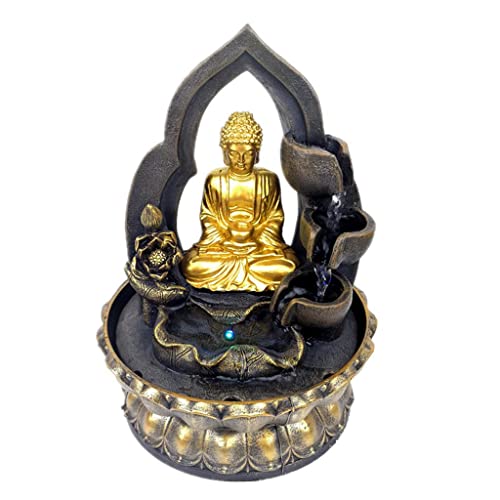 CALANDIS® Thai Buddha Table Water Fountain Resin Indoor Fengshui Meditation Relaxing