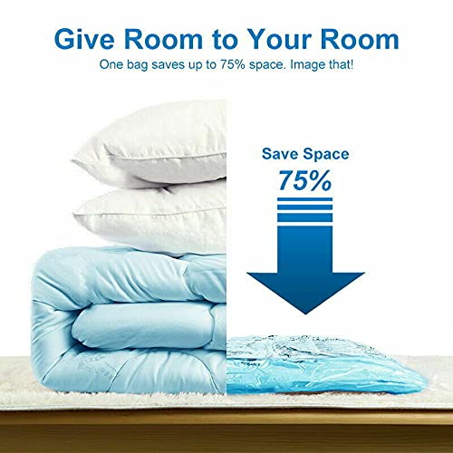 Smitex Vacuum Storage Bags Space Saver Sealer Compression Bags with Travel Hand Pump for Clothes Storage, Mattress, Blanket, Pillows, comforter storage bag,Travel, Bedding (12 Pack) (80 X 120)