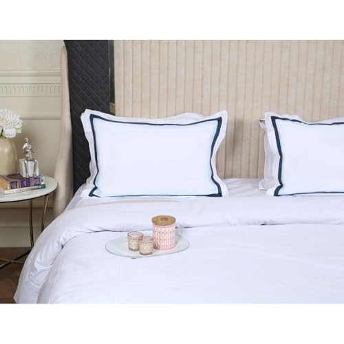 Etonner Audley Bold Border White Double Bed Sheet