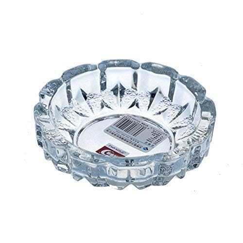 Ewings Round Glass Ashtray - Crystal Clear, Modern Design for Home, Car, Office, Bars, Restaurants, Medium Size
