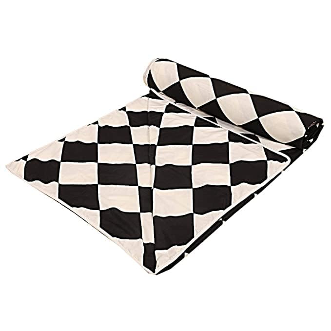 Om Enterprises Ultra-Soft Microfiber Reversible 120 GSM Abstract Single AC Blanket Quilt Dohar (MD_Black White, Single)