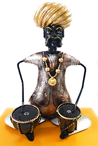 Shubham Creations Rajasthani Iron Sitting Musician Showpiece 16 Inch - Tabla