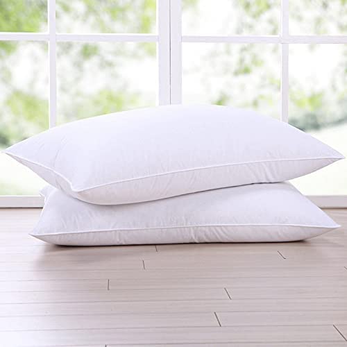 THUNDERSHOPPE 1 Pack Premium White Goose Down Feather Pillows for Back and Side Sleepers, 500 TC, 100% Cotton Fabric, with Pillow Cover, 17x27