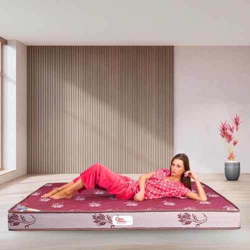 COCOFOAM 4" REBONDED and 1" HR Pure Foam Orthopedic Mattress Both Side Quilting 14MM Peeling HD Foam Queen Size Mattress for Superior Back Care (78x66x5 in Maroon)