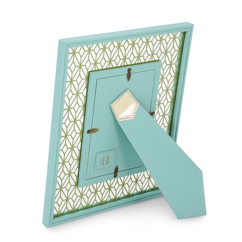 PURE HOME + LIVING Blue and Green Lazer Cut Faux Leather Photo Frame