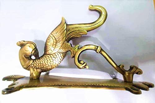 Brass India 100% Pure Brass Peacock Decorative Stand | Furniture Showpiece Hardware | Antique Finish | 9" ; 850gms |