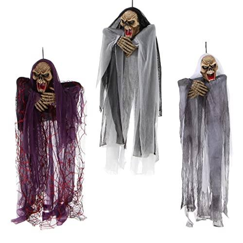 Wowobjects® Scary Voice Control Hanging Ghost Halloween Decor Haunted House Props Purple | 1 Piece Hanging Ghost