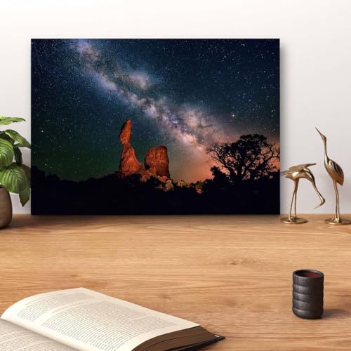 GADGETS WRAP Canvas Gallery Wrap Framed for Home Office Studio Living Room Decoration (14x11inch) - Night View Stars