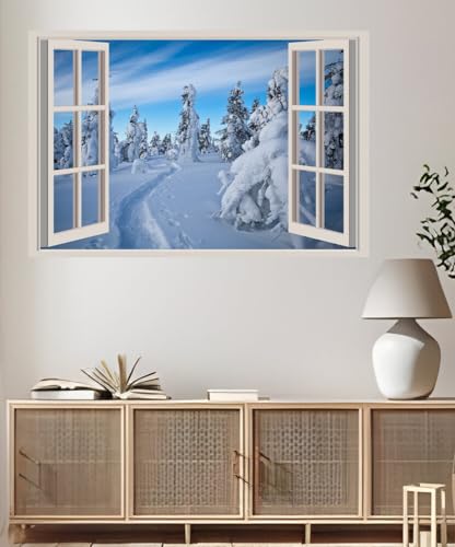 JVERF - JZZA20656 Finland Winter| Self-Adhesive Open Window Wall Sticker