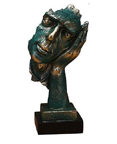 Creative Abstract The Thinker Statue, Hand & Face Statues and Sculptures for Home & Office Desk Decor 12" inches Hight Green (No Hear)