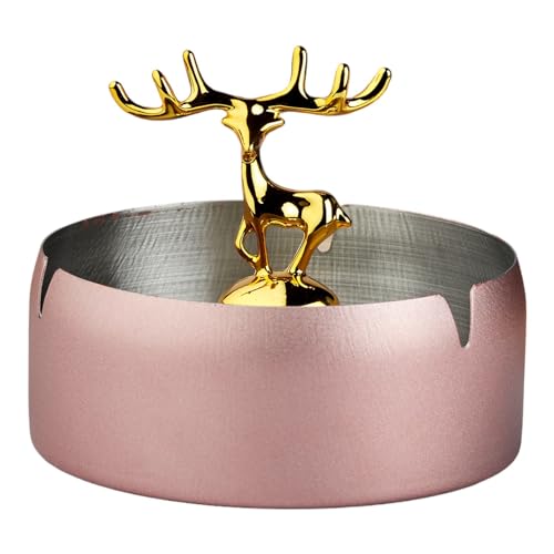 Ashtray,Moose Ashtray, Stainless Steel Home Ash Tray Set for Cigarettes, Cool Ashtray for Outside and Indoor Use, X-Large – Pink