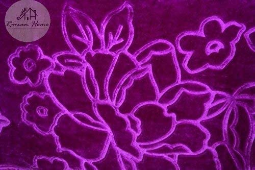 PREM HOUSE Velvet Floral Embossed Super Soft Heavy Single Bed Mink Blanket for Winter (Purple, Single Bed (60x85 Inch)