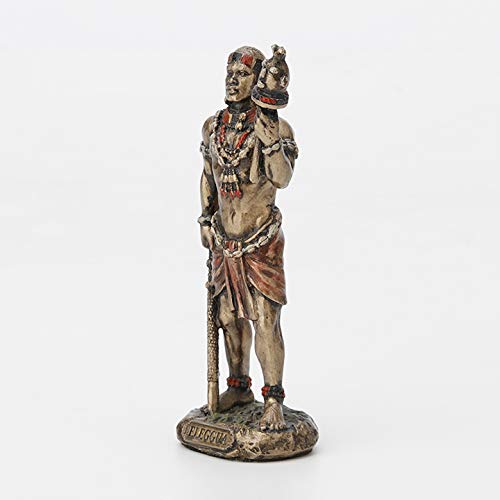 Veronese Design 3 1/2 Inch Ellugua Santeria Orisha God of Travelers, Crossroads and Fortune Cast Resin Hand Painted Antique Bronze Finish Statue Home Decor