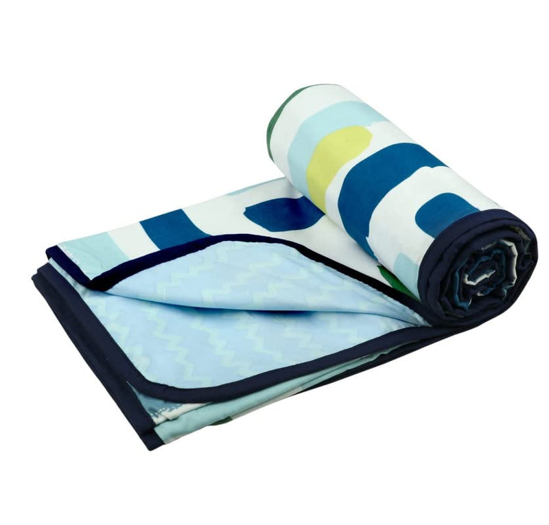 BSB Home Cotton Super Soft Brushed Microfiber Cotton 2 Layer Breathable Single Bed Dohar Lightweight Summer |AC| All Season Blanket Dohar 84X96(Inches) 220 X 152(CM) Flannel Dohar Green Blue & Yellow