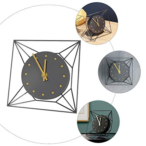 Artibetter 1pc 3D Metal Square Table Clock Desktop Clock Mute Clock Living Room Decoration