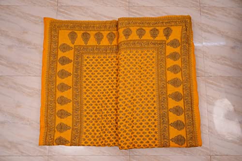 SIBLEY Cotton Single Bed Jaipuri Razai Jaipuri Blanket Ac Quilt for Winter Soft Light Weight Rajasthani Traditional Cotton Razai (55 x 85 inch) - Yellow