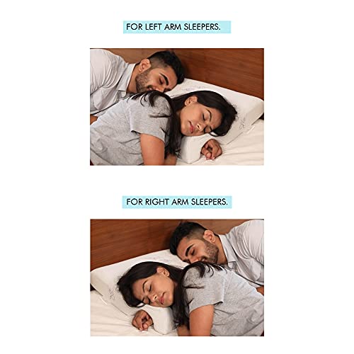 The White Willow Memory Foam Couple Hug Arm Hand Pressure Love Pillow for Sleeping for Husband & Wife Perfect (25.5" x 18"W x 4.5") White