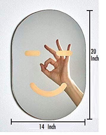 SEVEN HORSES Glass Frameless Capsul Shape Bevelled Wall Mirror For Dressing,Bedroom,Bathroom, Living Room,Entrance And Makeup Mirror (14 Inches X 20 Inches) (Rectangular, Unframed, White)