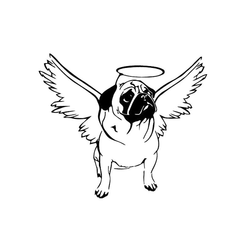 GADGETS WRAP Vinyl Wall Decal Sticker Pug Dog Halo Angel Wings Cute Puppy Car