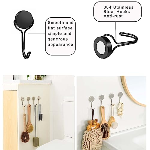 Buelkmag Swivel Swing Magnetic Hook，304 Stainless Steel Hooks，Magnets Hanging Hooks for Refrigerator, Kitchen, Cruise Grill and Other Magnetic Surfaces, (Matt Black, 1.2-1)