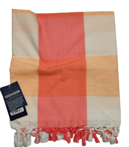 SHISHIR Craft Store Square Pattern 100% Cotton Thin Blanket for Light Weight Top Sheet Odhne wali chadar | AC and Rainy Season | Travelling |Quick Absorption & Faster Drying (Multicolour)