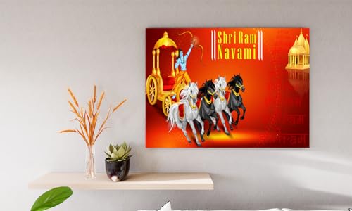 VERRE ART Printed Framed Canvas Painting for Home Decor Office Wall Studio Wall Living Room Decoration (14x10inch Wrapped) - Ramnavami 28