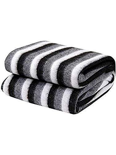 MAMRAJ Stylish Polar Striped Single Bed Ac Fleece Wool Blanket- 58X88 Inch (Black And White) Skin Friendly. (Set Of 10), 500 TC