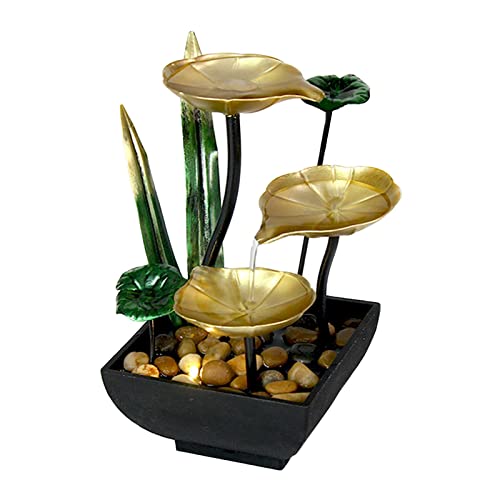 ATORSE® Tabletop Water Fountain Ornament Waterfall with Led Light Living Room