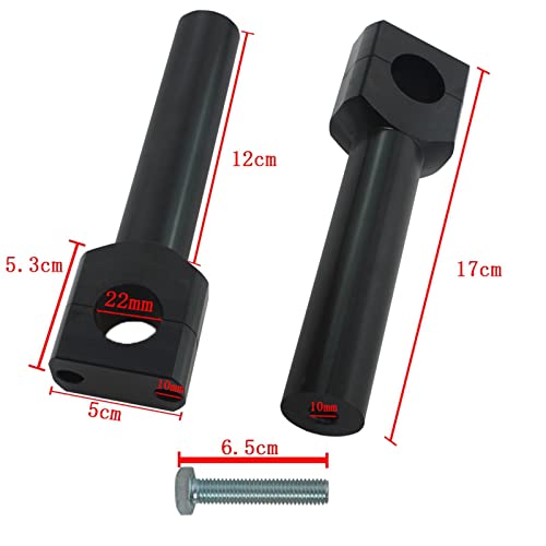 UJEAVETTE Motorcycle Handlebar Riser Kit 22/25mm Universal for Motocross Black 22MM