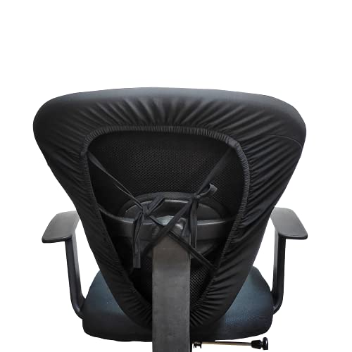 ITSPLEAZURE Black 2 Piece Office Chair Cover Pack of 1 Stretchable Elastic Polyester Removable Washable Office Computer Desk Executive Rotating Chair Seat Covers Slipcover Protector