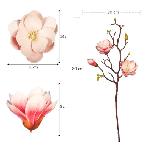 YATAI Pack of 2 Yulan Magnolia Artificial Flowers Spray Branches Artificial Plants Leaf Silk Flowers Wholesale Fake Flowers for Home Table Vase Centerpiece Festival Ornament Wedding Decor (Pink)