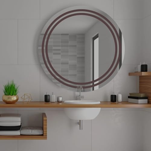 TINITALO Bathroom LED Mirror Home Mirror Wall Mirror with Touch Sensor, 3 Light Effects, Glass, Round LED-66 (36 x 36 Inch)