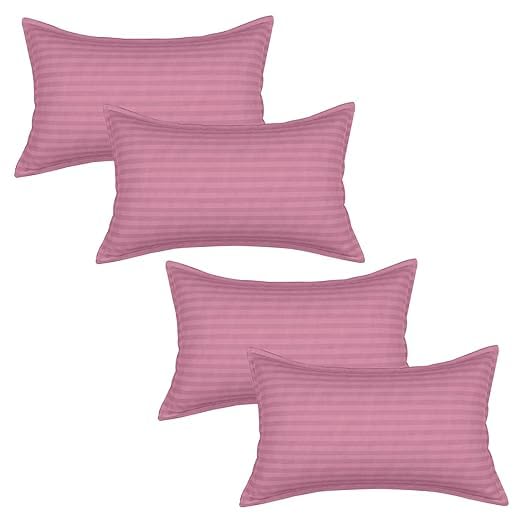 Rf Relaxfeel Microfibr Feeling Satin Stripe Fabric Bed Pillow for Sleeping Set of 2 Pink (20x30)