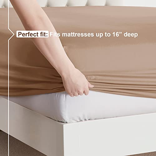 RV/Short Queen , Taupe : Bed Sheet Bedding Set, RV Short Queen, Taupe, 100% Soft Brushed Microfiber Fabric Deep Pocket Fitted Sheet, 1800 Luxury Bedding Collection, Hypoallergenic & Wrinkle Free Bedroom Linen Set