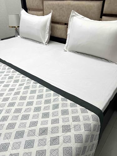 Pure Decor Silken Collection 100% Pure Cotton Double Bed King Size Dohar (87"X95") PD 3956 - Ethnic, Grey