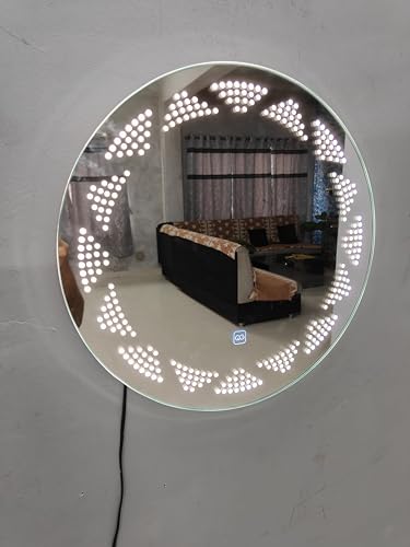 TINITALO Bathroom LED Mirror Home Mirror Wall Mirror with Touch Sensor, 3 Light Effects, Glass, Round LED-18 (18 x 18 Inch)