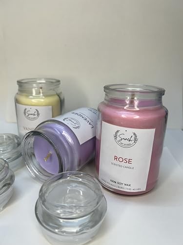 Suneh Aroma Candles Set of 3 Scented Aromatic Fragrance of Vanilla, Lavender & Rose for Gifting & Home Decor, Votive Glass Jar Candle, 350 Gms Each,Up to 60 Hours Burn Time