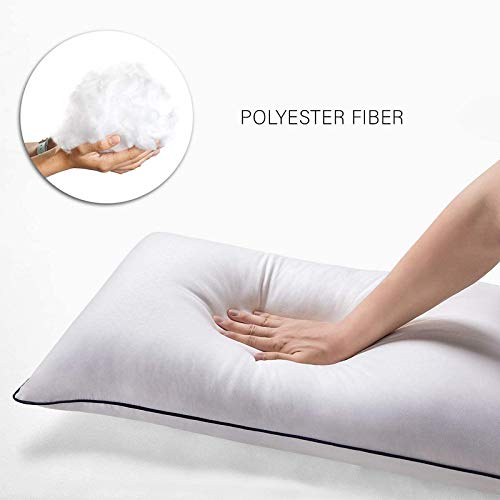 Daddy Cool 5 Star Hotel Soft Fluffy Microfiber Sleeping Pillow/Bed Pillow/Piping Pillow 17 X 27 Inch Pack of 2, White