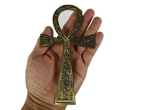 CircuitOffice Brass Ankh with Carvings (3.5" x 6.5"), for Ancient Egypt, Altars, Walls, Reiki, Metaphysical, Age, Wicca, Healing, Vitality, Wholeness, Decoration or Gift