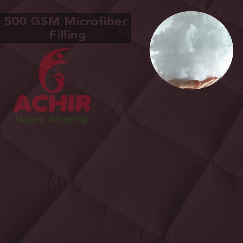 ACHIR 500 GSM Super Soft Microfiber Mattress Topper/Padding for Soft and Comfortable Sleep - Wine, (Queen XL, 66"x72"inch, 5.5ft x 6ft)