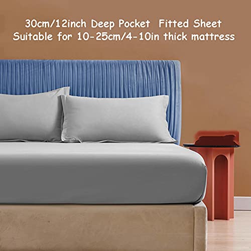 RGRE 100% Cotton Fitted Sheets 47x79 Inch, Fitted Sheet Only - Deep Pocket Fitted Sheet - Fitted Bottom Sheet Soft and Comfy - Fits Mattress Perfectly