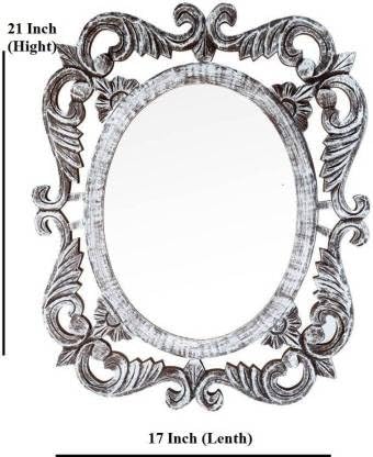 VAS Collection MDF Mirror Frame for Wall Decor,Bedroom,Living Room,Bathroom & Hallway,21"x17" (Silver,Brown)