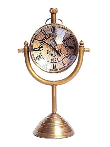 Ridhi Home Décor- Victoria London Antique Brass Moon Stand Table Clock