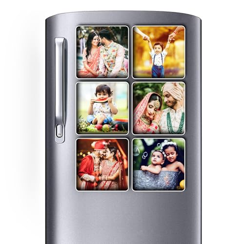 PRINTSWAYS printing your dreams.com Customized Photo Fridge Magnets - 3 x 3 inch (Set of 6) Fridge Magnets Photo Frame